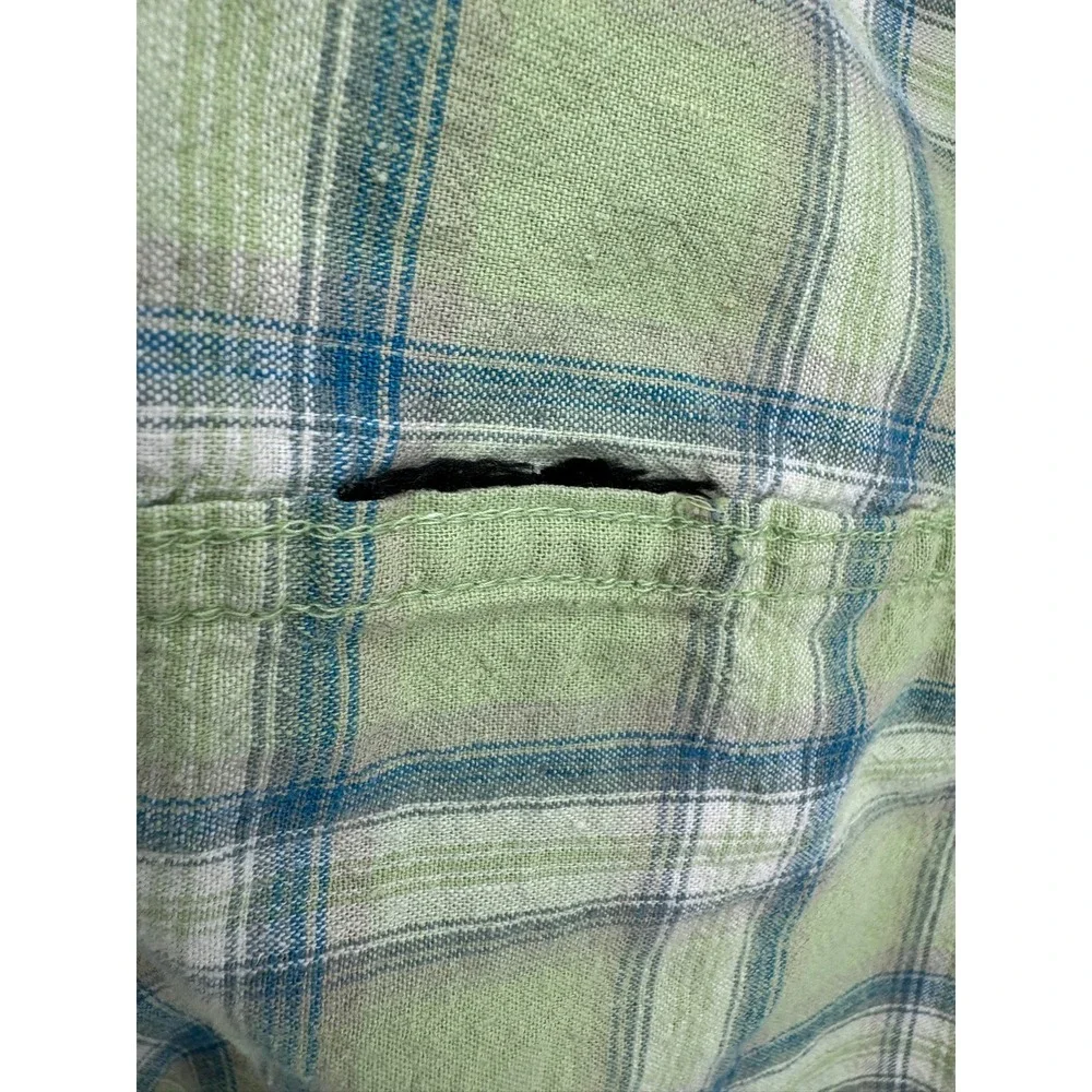 The North Face Button Up Shirt Mens L Green Plaid Short Sleeve Gorpcore Hiking